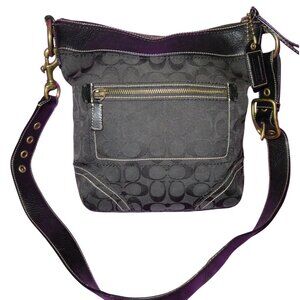 COACH 2006 Black Jacquard & Leather Trim Brass Hardware Crossbody Shoulder Bag